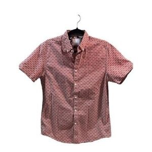Denim & Flower by Ricky Singh Men's Red Geometric Short Sleeve Button-Up Shirt S